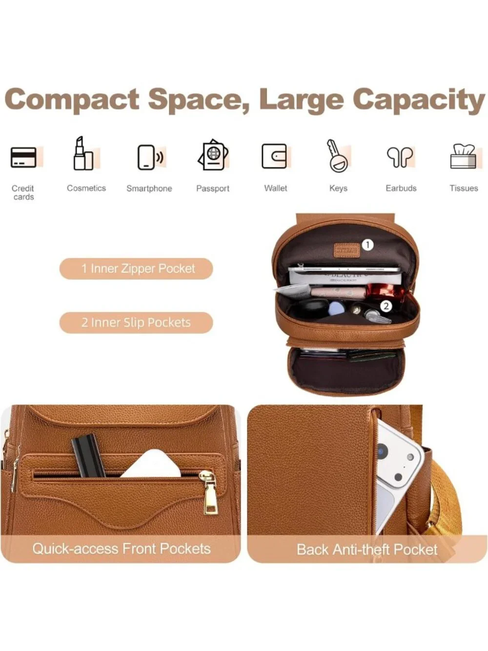 Stylish Mini Backpack Purse for Women | RFID Wallet, 10-Pocket Travel Daypack